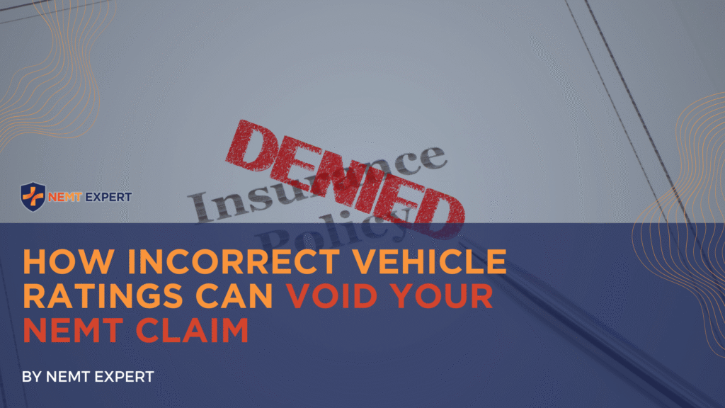NEMT Expert | Non-Emergency Medical Transportation Insurance | Paratransit Insurance | NEMT Insurance | NEMT Insurance Provider | General NEMT Auto Insurance | General Liability | Professional Liability | SAM Coverage | Workers Compensation | Umbrella Insurance | How Incorrect Vehicle Ratings Can Void Your NEMT Claim