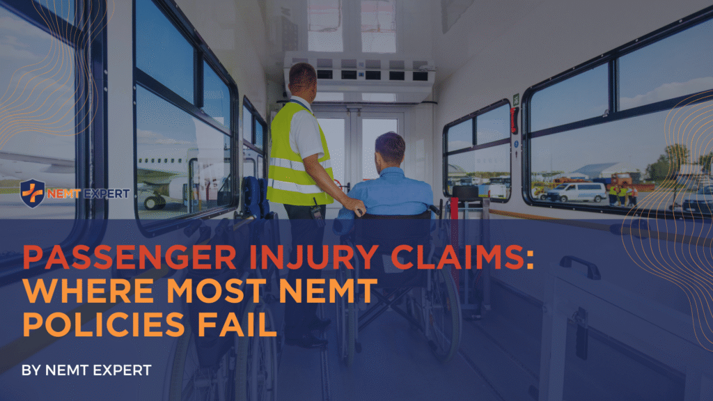 NEMT Expert | Non-Emergency Medical Transportation Insurance | Paratransit Insurance | NEMT Insurance | NEMT Insurance Provider | General NEMT Auto Insurance | General Liability | Professional Liability | SAM Coverage | Workers Compensation | Umbrella Insurance | Passenger Injury Claims: Where Most NEMT Policies Fail